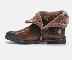 Alligator Leather Winter Ankle Boots