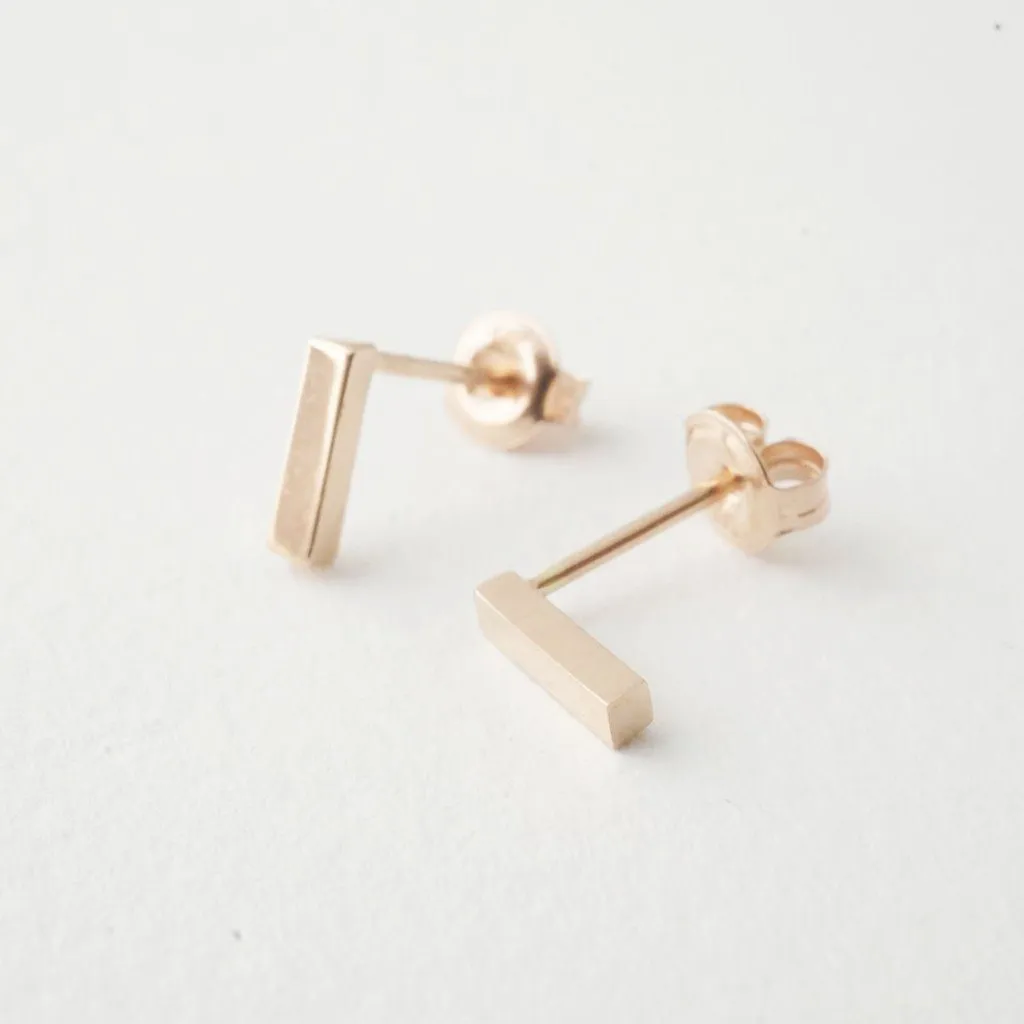 Drop Bar Earrings, 14k Gold