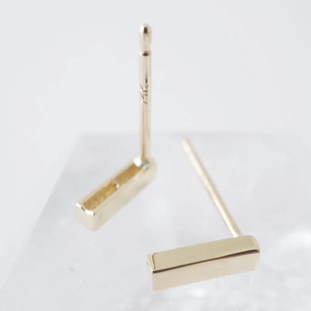 Drop Bar Earrings, 14k Gold