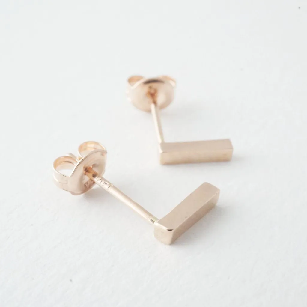 Drop Bar Earrings, 14k Gold