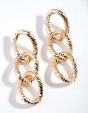 Gold Textured Chunky Chain Earrings