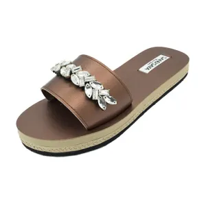 Greenwich - Crystal Rhine Stone Embellished Waterproof Espadrille Flat