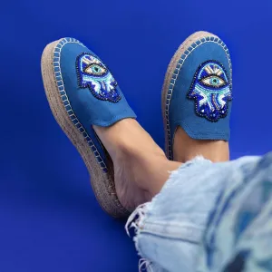 Hamsa Blue Espadrilles Platform