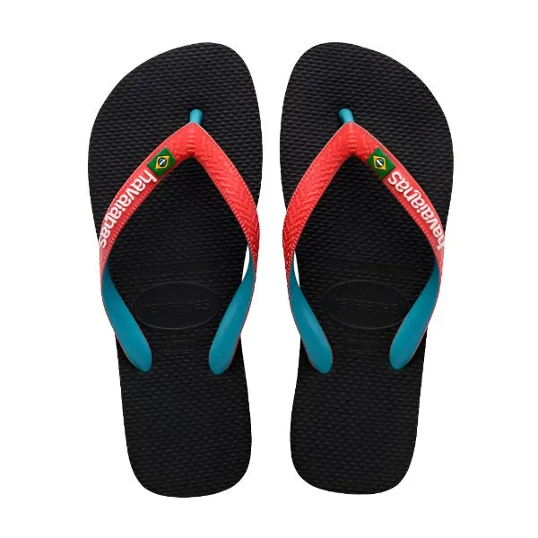 Havaianas Brasil Mix Men's Flip Flops - Black / Ruby Red