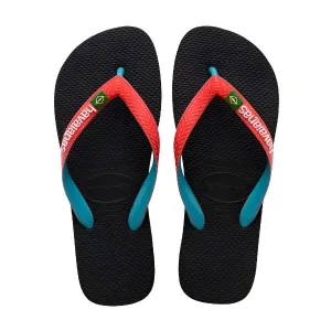 Havaianas Brasil Mix Men's Flip Flops - Black / Ruby Red