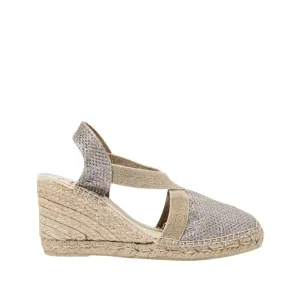 High Heel Metallic Cotton Blend Wedge Espadrille for Women - Triton-7