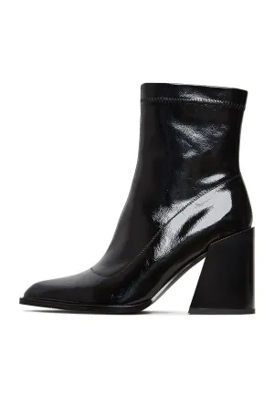 Leather Block Heel Boots Layla - Patent Black