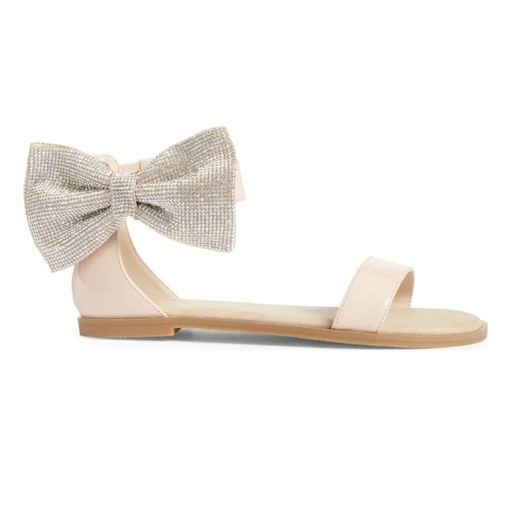 Miss Cambelle Crystal Bow Sandal in Blush Patent - Kids