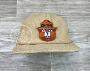 Smokey The Bear on Tan Corduroy Hat