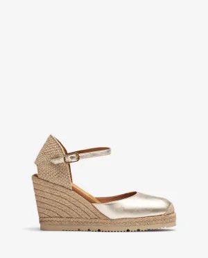 UNISA CASTILLA 24 ESPADRILLE GOLD WEDGE