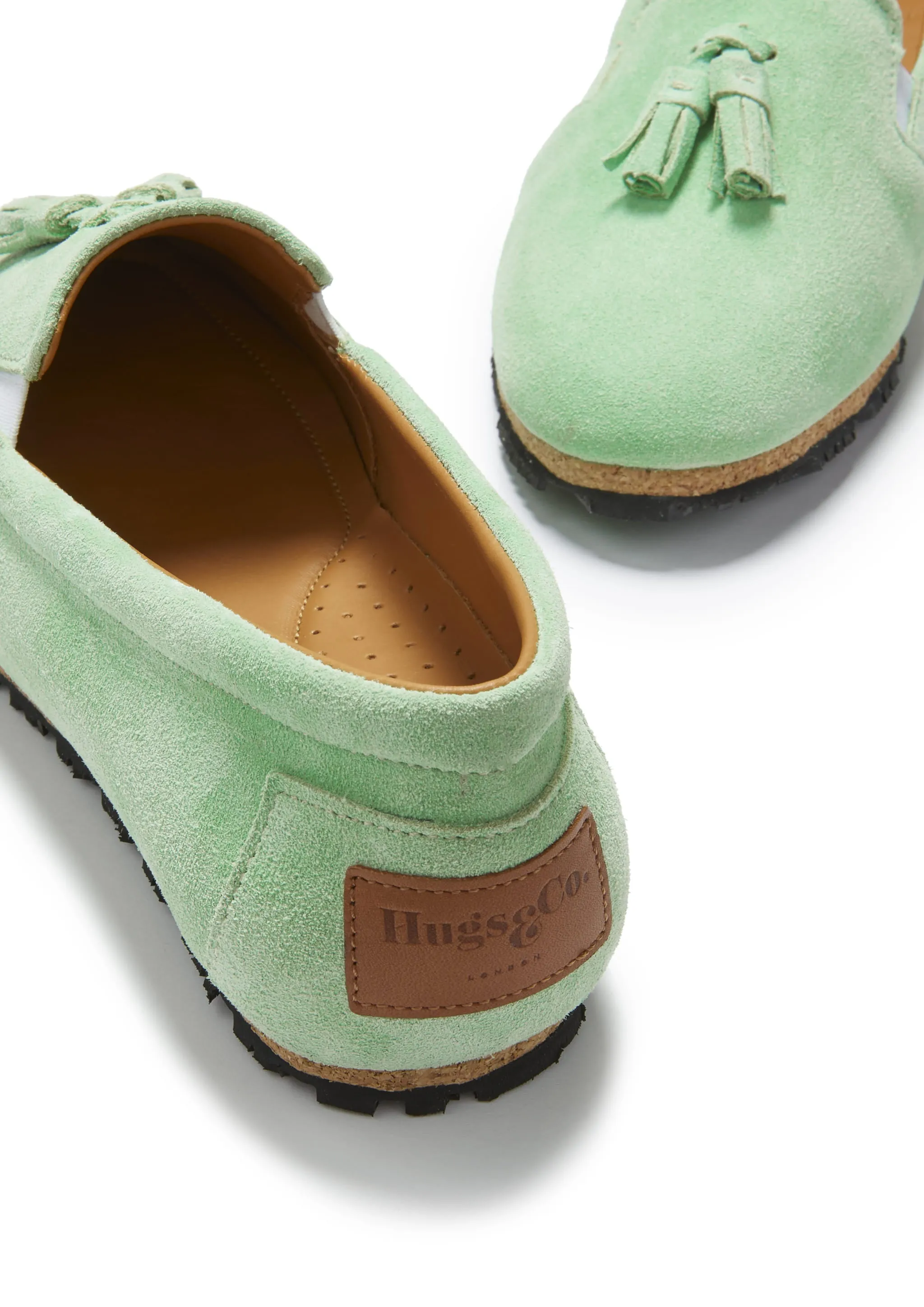 Women's Tasselled Espadrilles, lagoon green suede